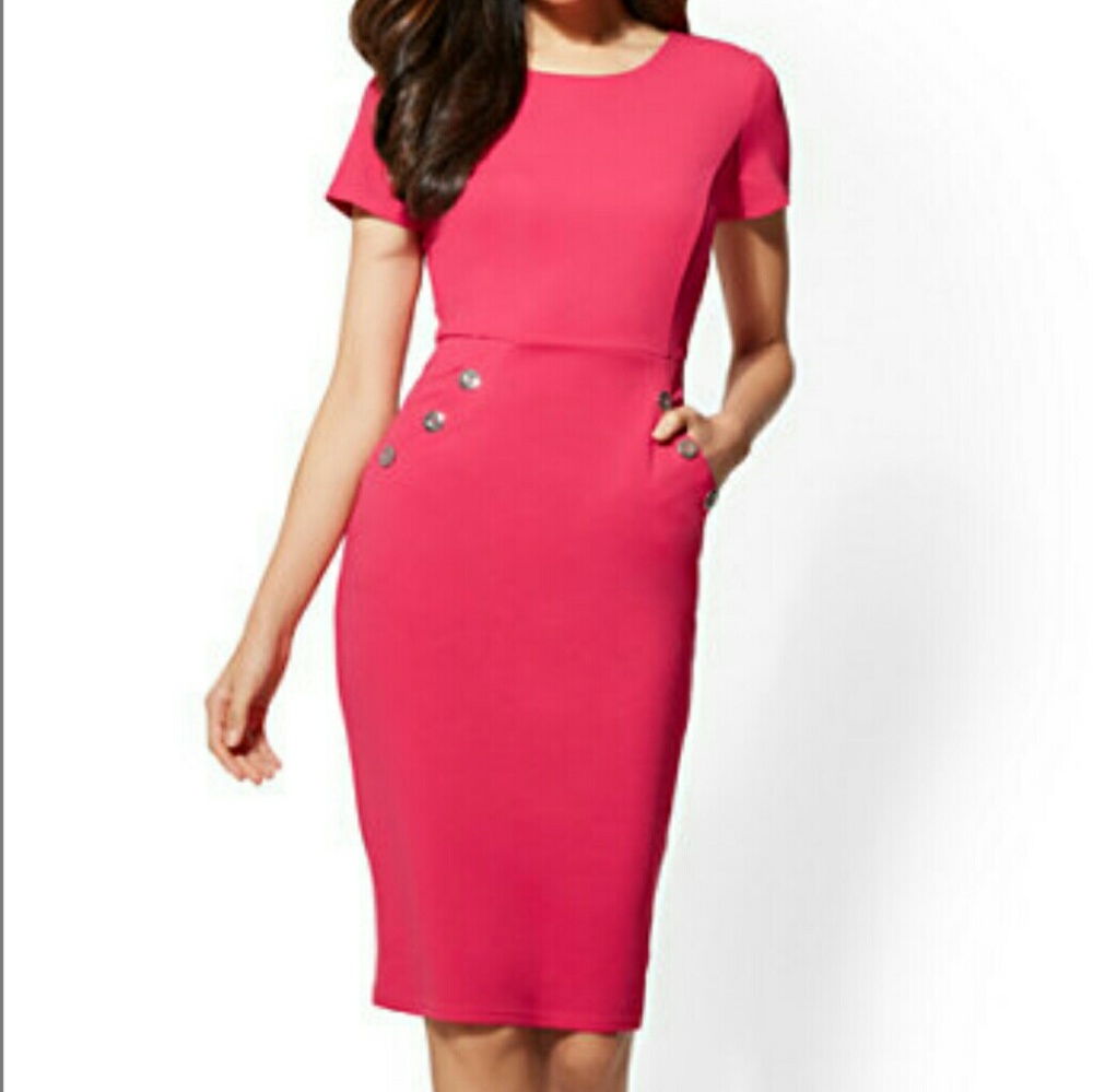 New York & Company Button Accent Sheath Dress